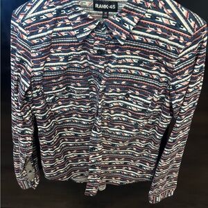 RANK 45 Women's Multicolor Patterned Button Down Shirt